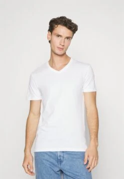 Pier One V Neck Bird Tonal 3 Pack - T-Shirt Basic - Light Brown/White/Dark Blue -Pier One 1f5463f9c0604b97998b18e77595bc5f