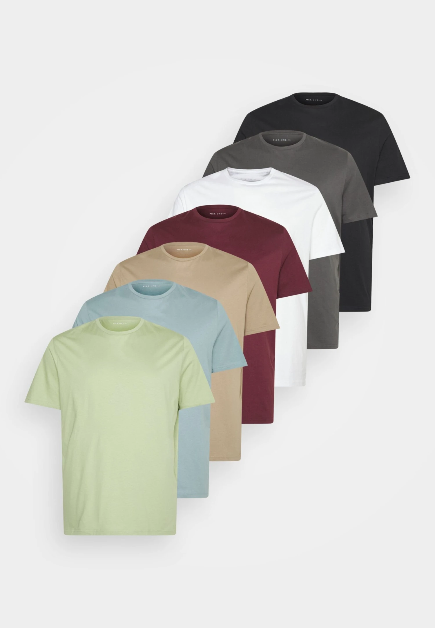 Pier One 7 Pack - T-Shirt Basic - Black /Green /Bordeaux 3 Pier One 7 Pack - T-Shirt Basic - Black /Green /Bordeaux