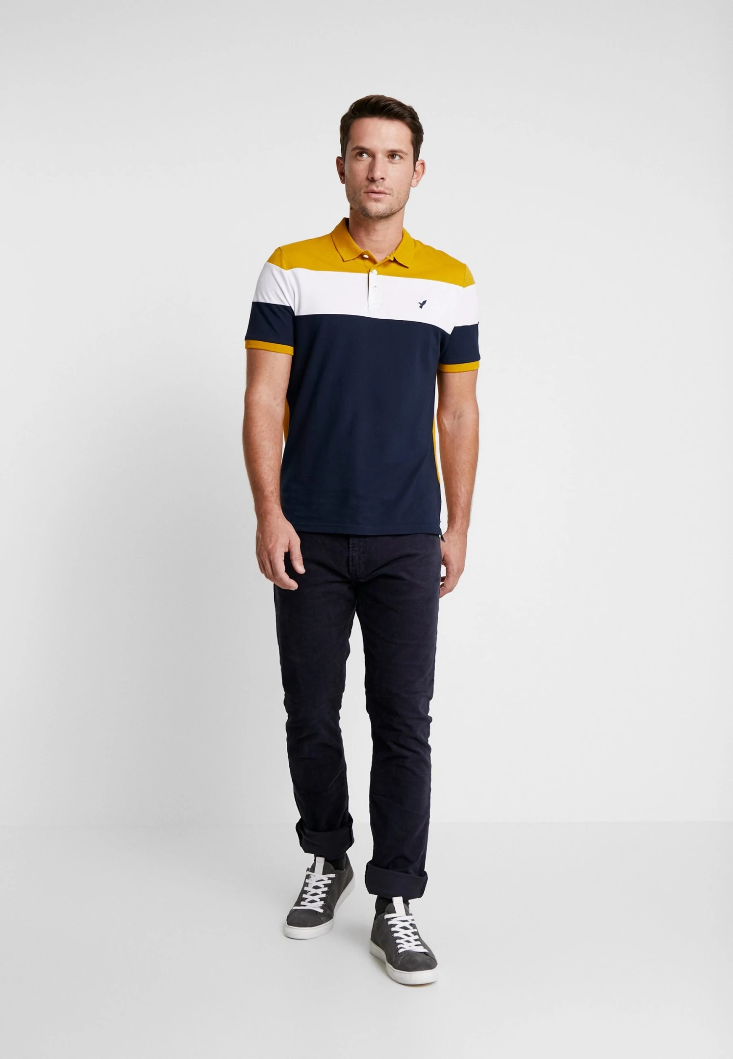 Pier One Poloshirt - Dark Blue/Mustard 4 Pier One Poloshirt - Dark Blue/Mustard - Afbeelding 2