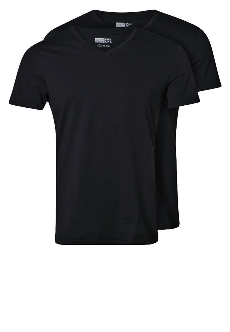 Pier One 2 Pack - T-Shirt Basic - Black 3 Pier One 2 Pack - T-Shirt Basic - Black