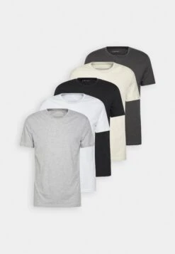 Pier One 5 Pack - T-Shirt Basic - White/Off-White/Light Grey/Beige/Black -Pier One 7bf5e8f476e84e10a6f18ffb93b5ff4c