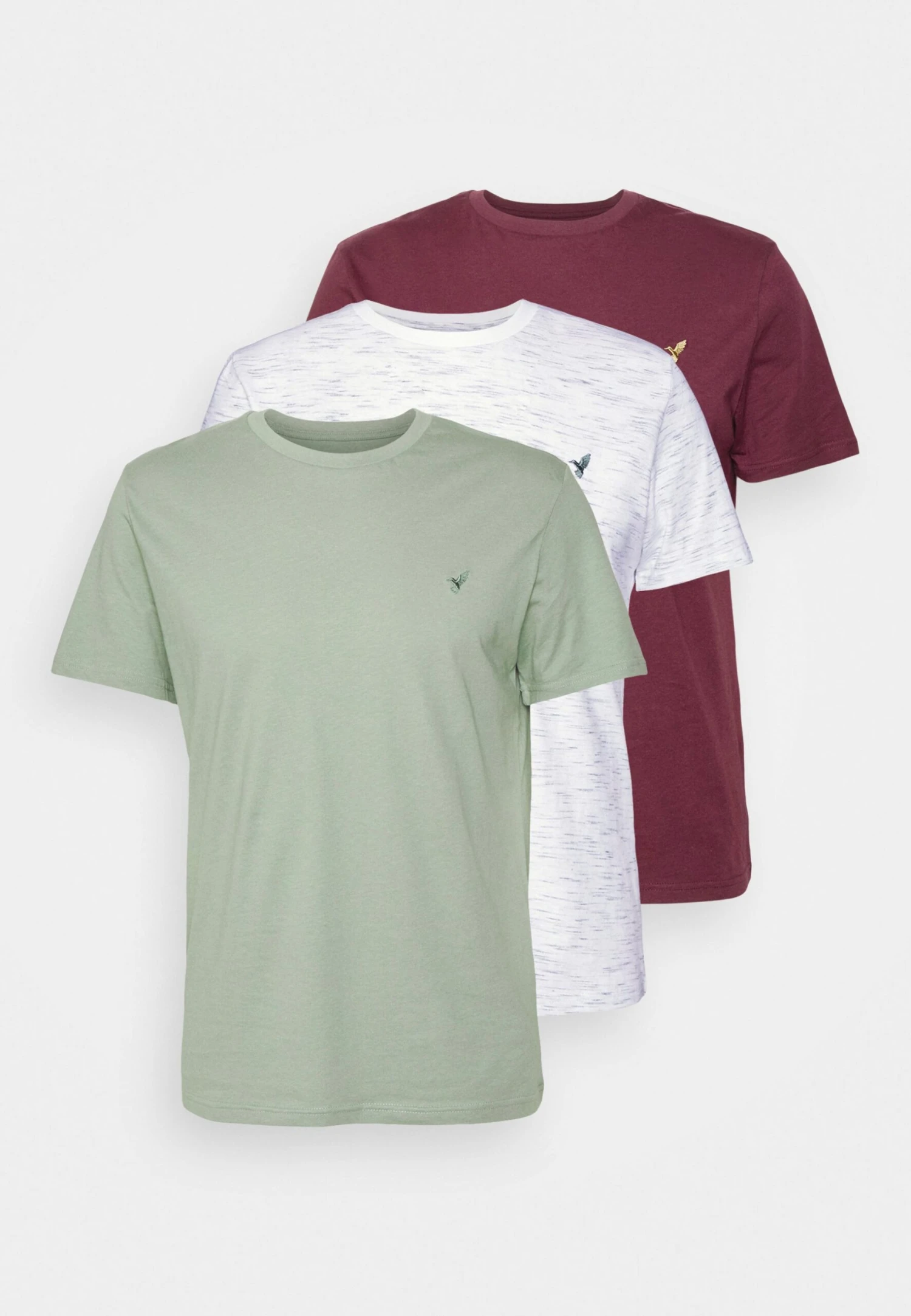 Pier One 3 Pack - T-Shirt Basic - Off-White/Bordeaux/Mint 9 Pier One 3 Pack - T-Shirt Basic - Off-White/Bordeaux/Mint - Afbeelding 7