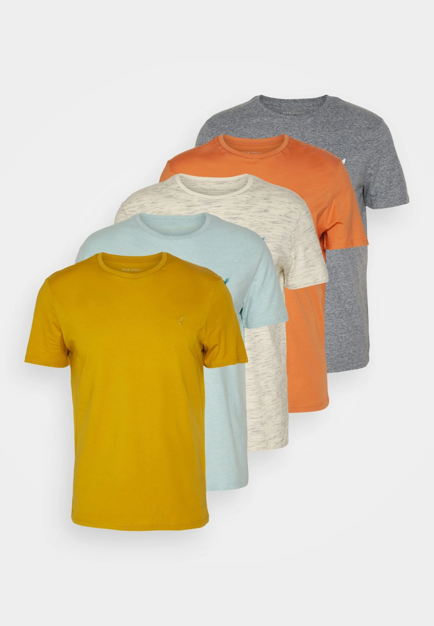 Pier One 5 Pack - T-Shirt Basic - Mottled Dark Blue/Yellow/Orange 9 Pier One 5 Pack - T-Shirt Basic - Mottled Dark Blue/Yellow/Orange - Afbeelding 7