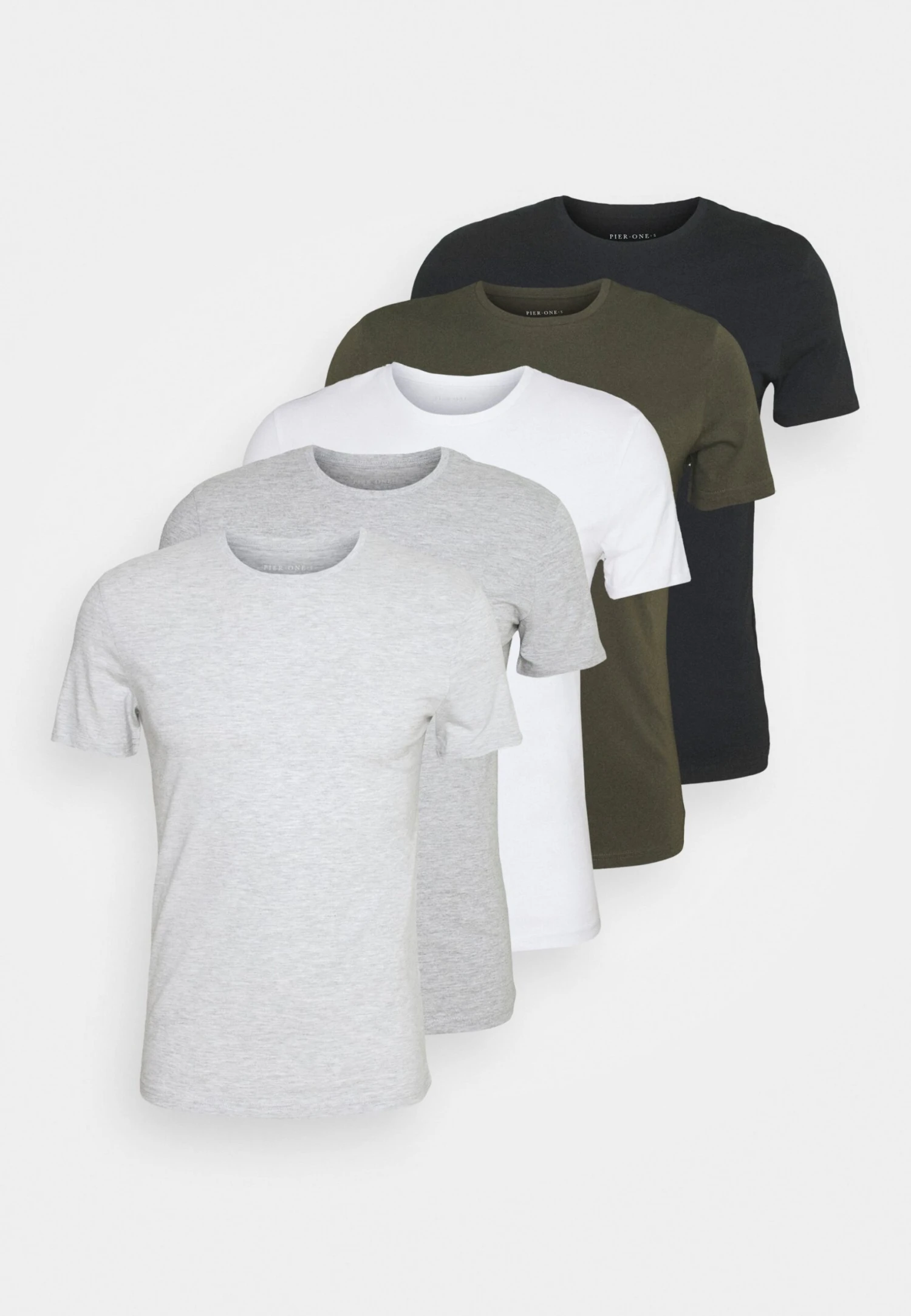 Pier One 5 Pack - T-Shirt Basic - Black/White/Light Grey 10 Pier One 5 Pack - T-Shirt Basic - Black/White/Light Grey - Afbeelding 8
