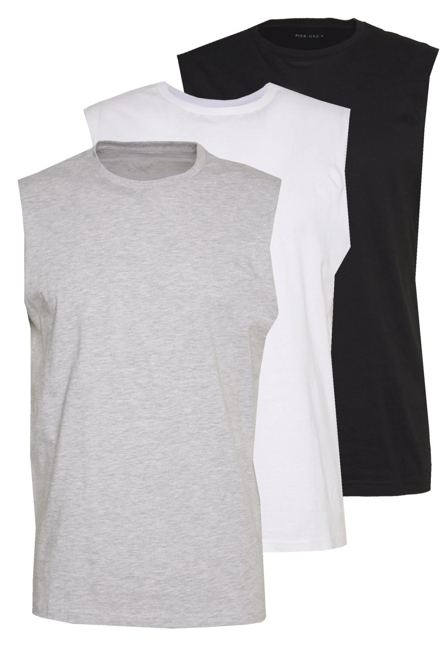 Pier One 3 Pack - T-Shirt Basic - Grey/White/Black 9 Pier One 3 Pack - T-Shirt Basic - Grey/White/Black - Afbeelding 7