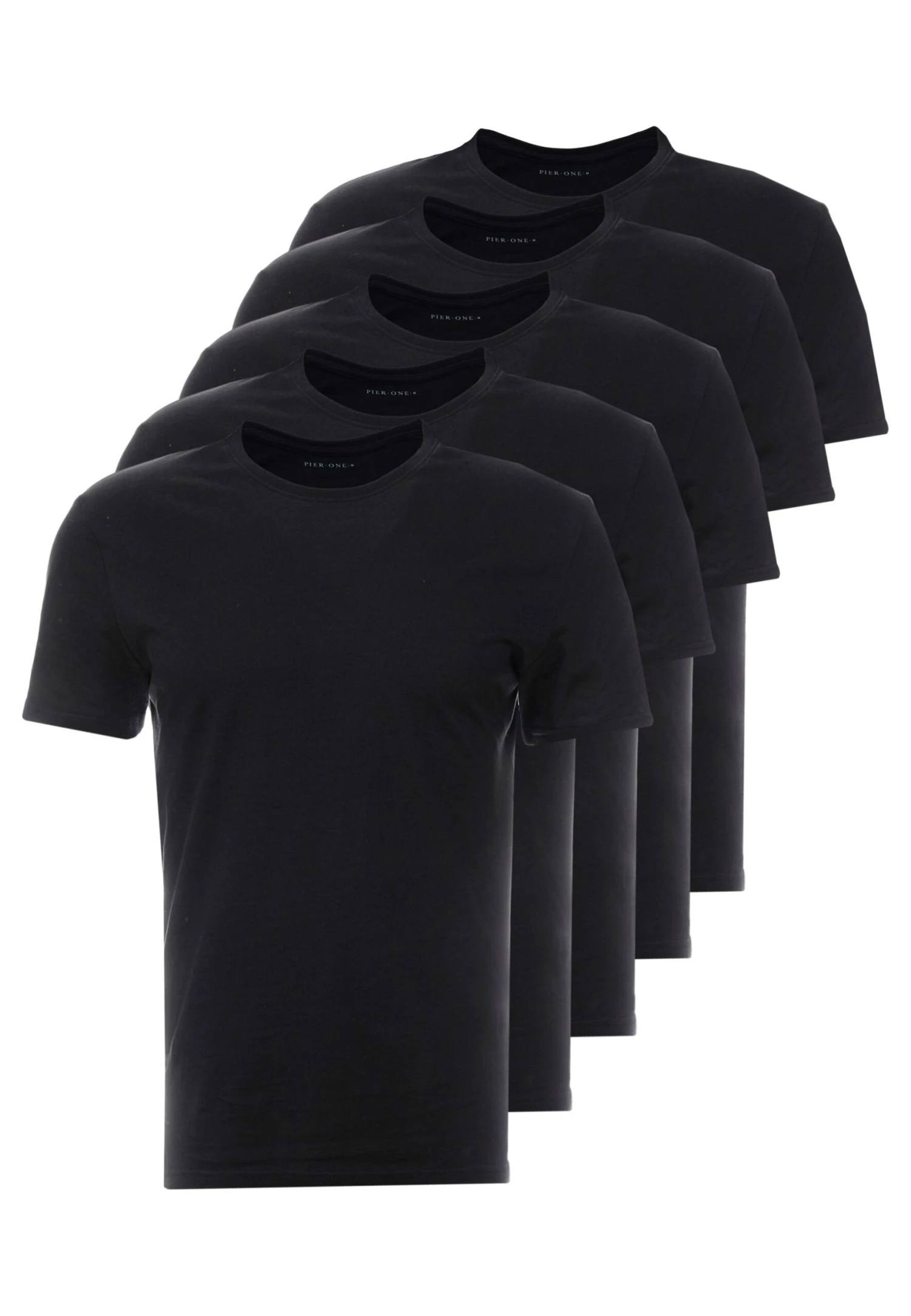 Pier One 5 Pack - T-Shirt Basic - Black 6 Pier One 5 Pack - T-Shirt Basic - Black - Afbeelding 4