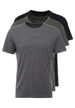 Pier One 3 Pack - T-Shirt Basic - Black/Grey/Green -Pier One df840033a7f04afda15f16c48ba7762b
