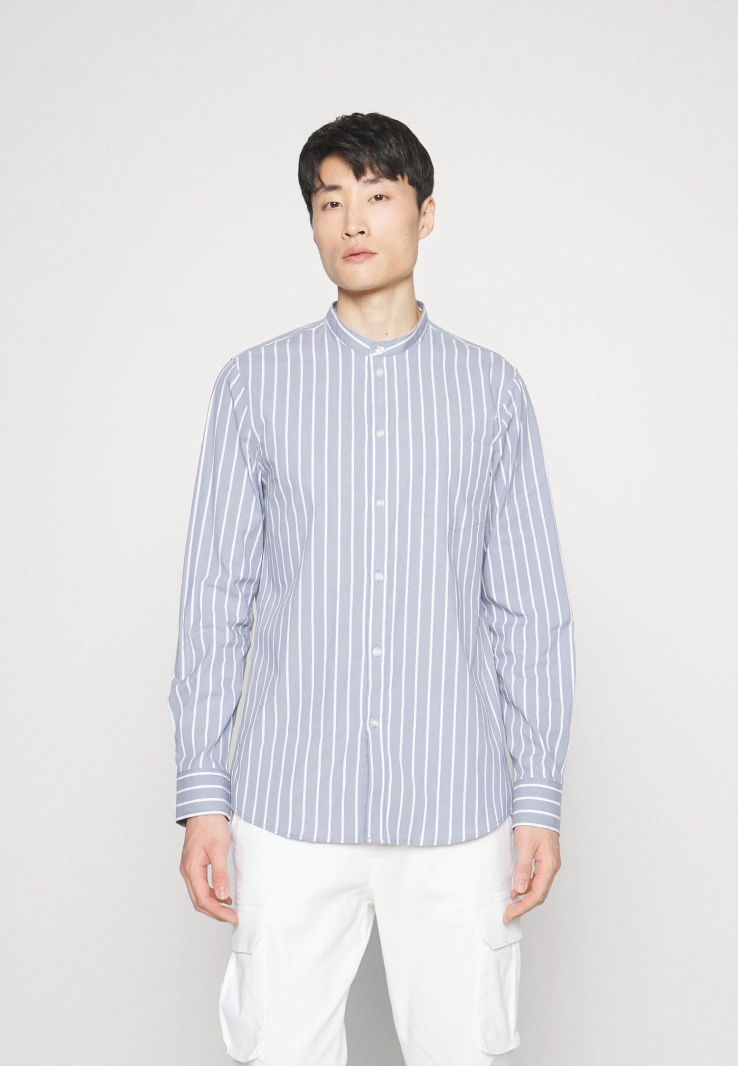 Pier One Muscle Fit Stand- Overhemd - Blue 3 Pier One Muscle Fit Stand- Overhemd - Blue