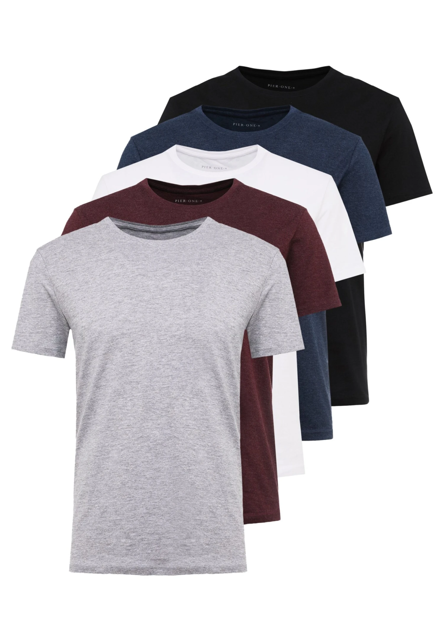 Pier One 5 Pack - T-Shirt Basic - Mottled Bordeaux/White 8 Pier One 5 Pack - T-Shirt Basic - Mottled Bordeaux/White - Afbeelding 6